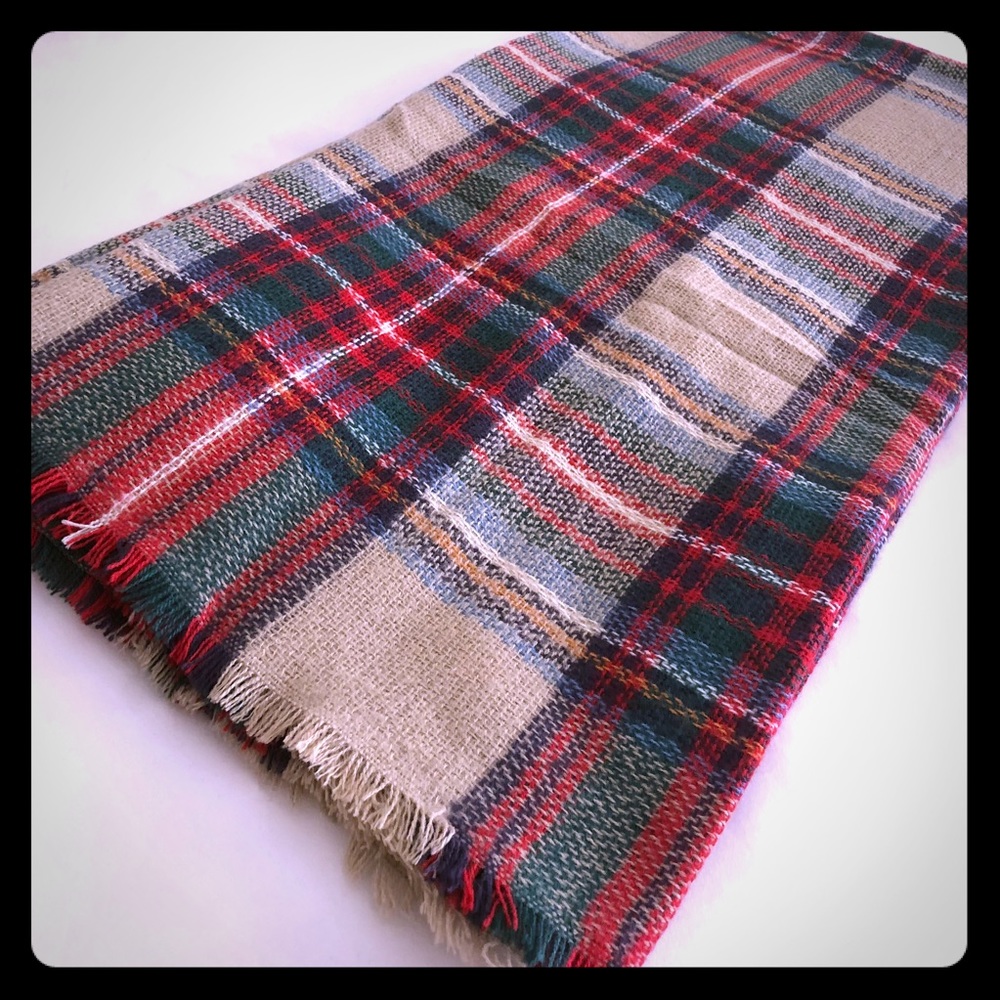 Plaid blanket scarf